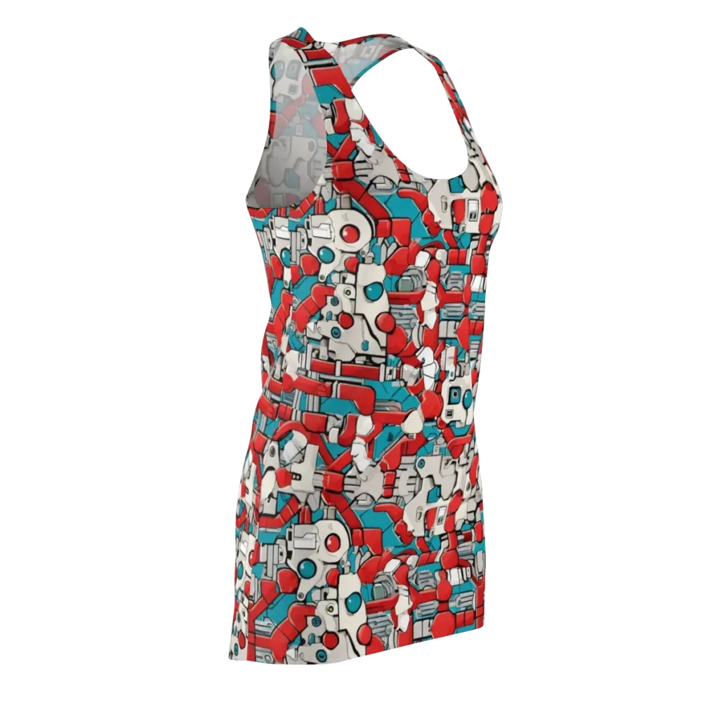 Red Circuitry on Racerback Dress — Front Side