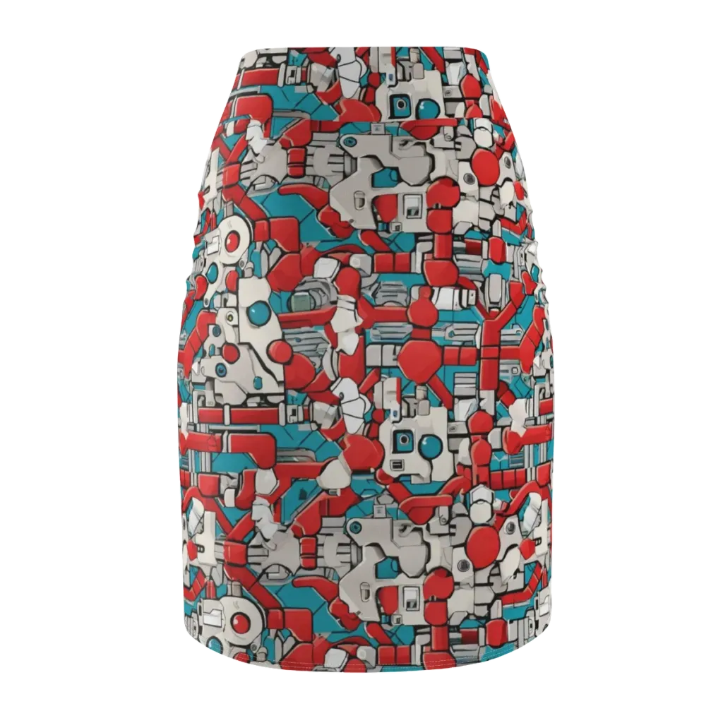 Red Circuitry on Pencil Skirt — Back