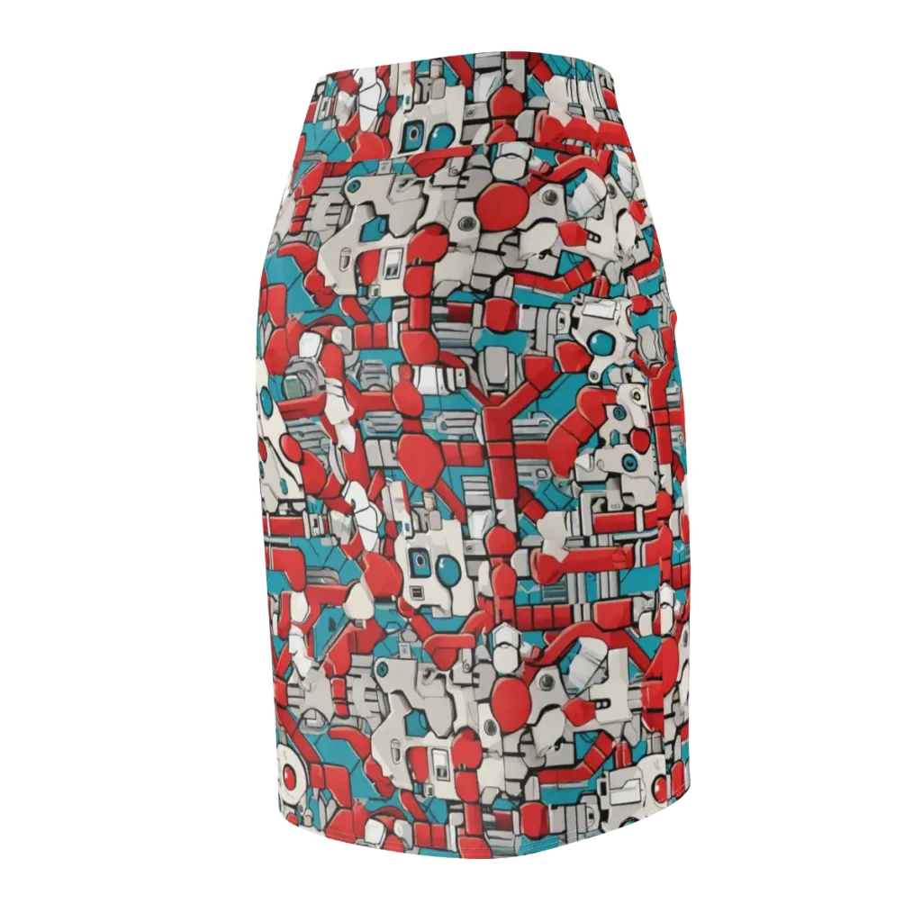 Red Circuitry on Pencil Skirt — Back Side