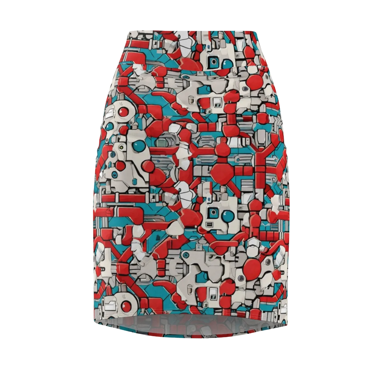 Red Circuitry on Pencil Skirt — Front