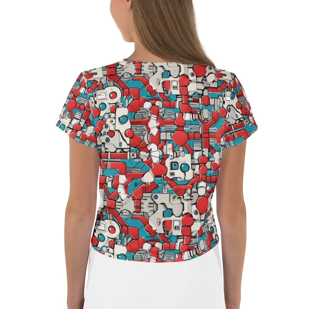 Red Circuitry on Crop Tee — Back
