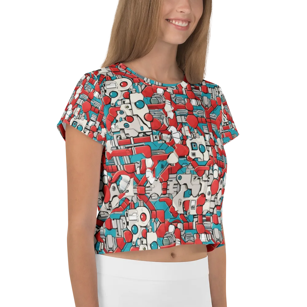 Red Circuitry on Crop Tee — Right