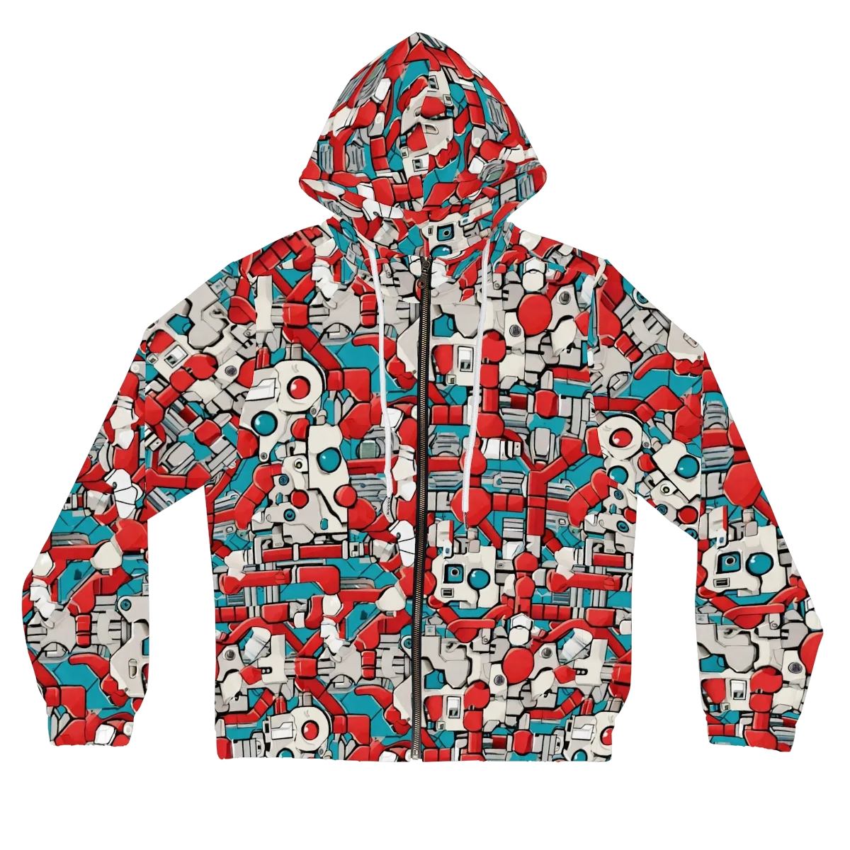 Red Circuitry on Women's Full-Zip Hoodie — Front