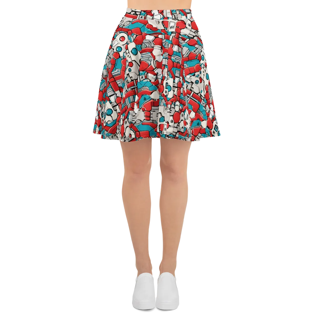 Red Circuitry on Skater Skirt — Front