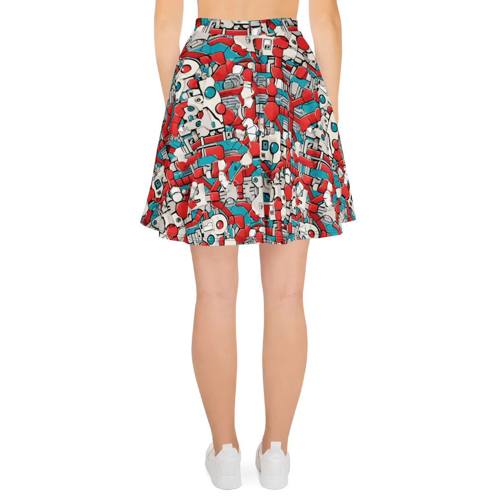 Red Circuitry on Skater Skirt — Back