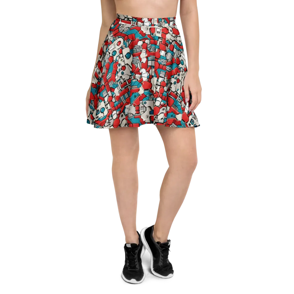 Red Circuitry on Skater Skirt — Front