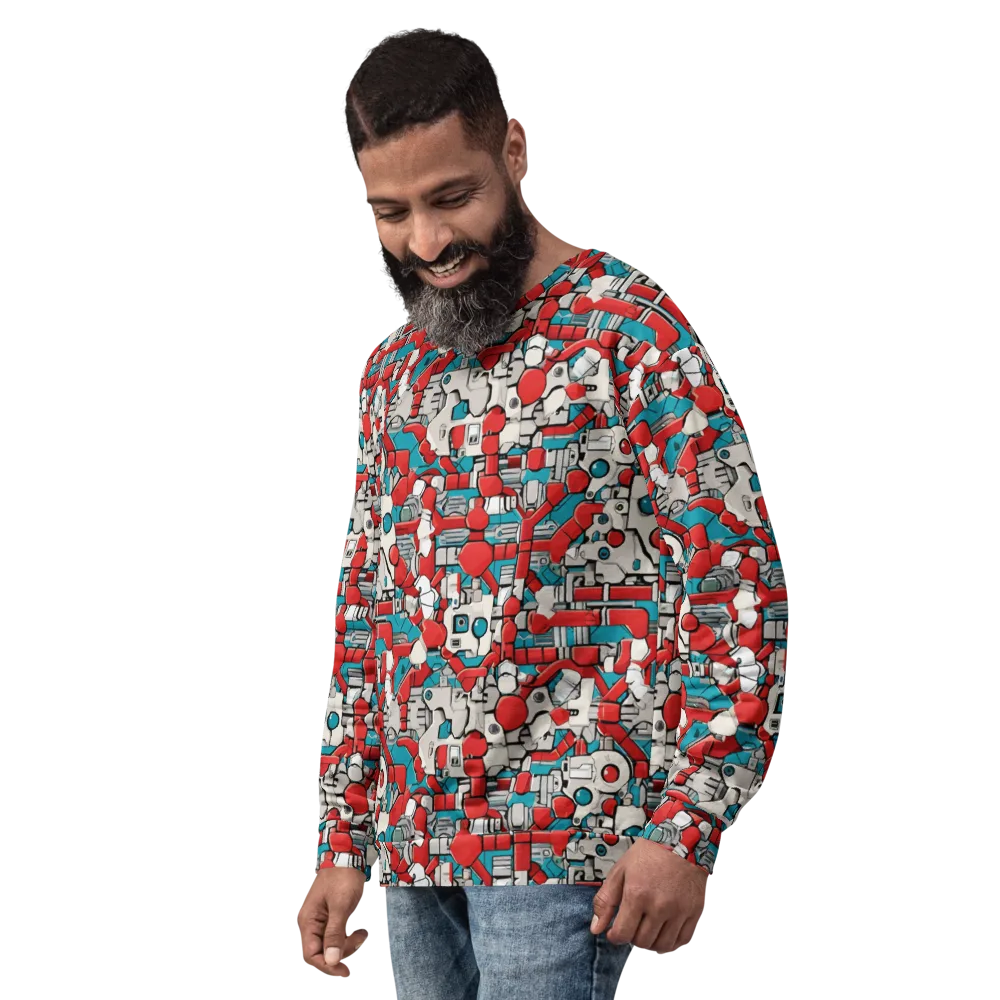 Red Circuitry on Sweatshirt — Left Front