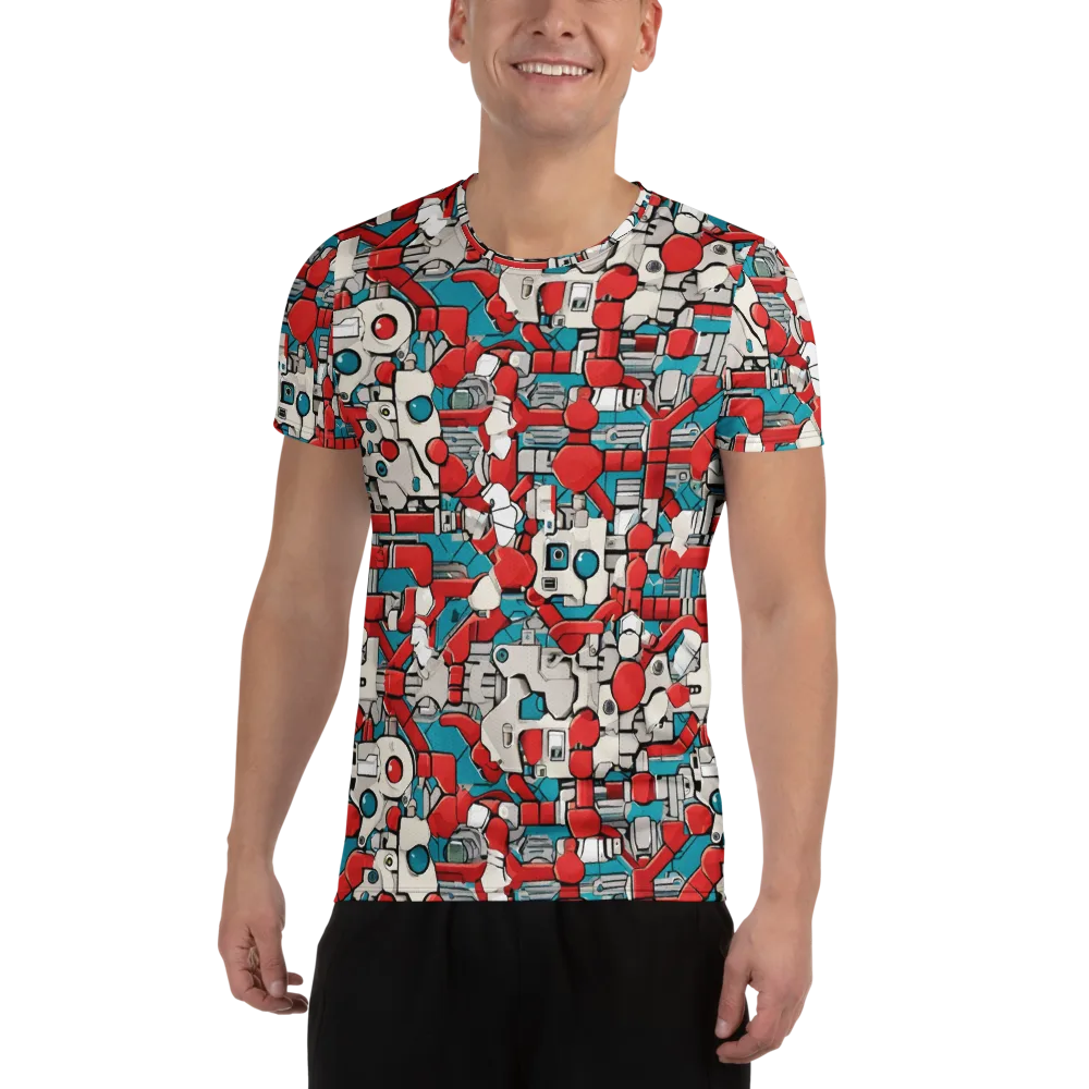 Red Circuitry on Men's Athletic T-Shirt — Front