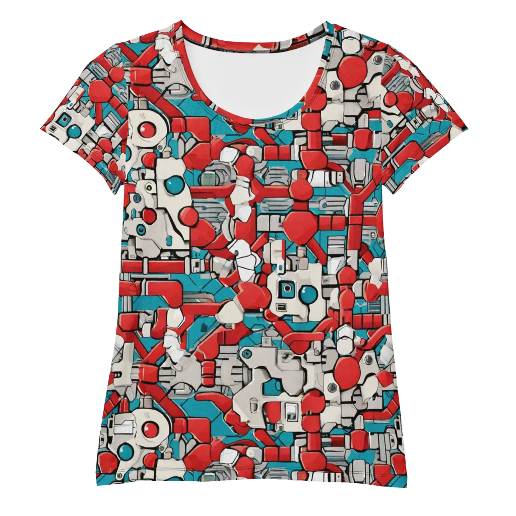 Red Circuitry on Women's Athletic T-Shirt — Front