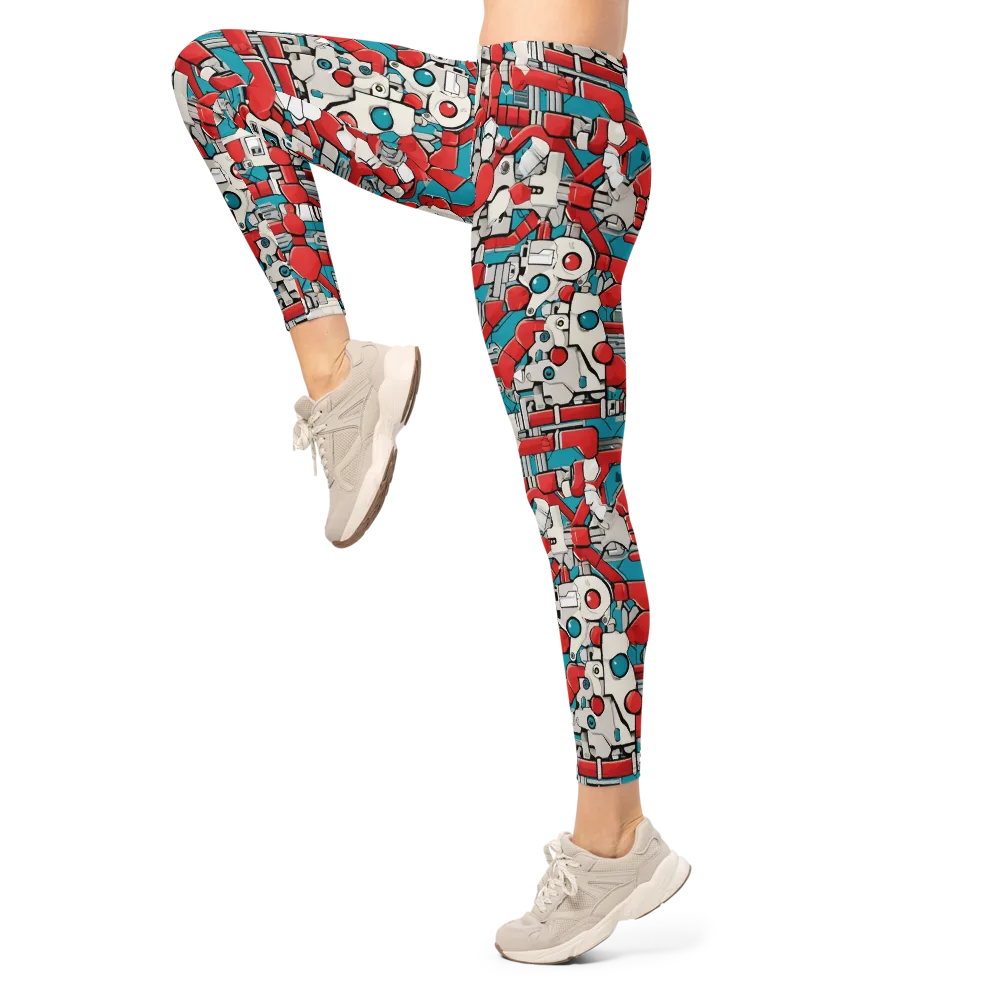 Red Circuitry on Leggings — Left