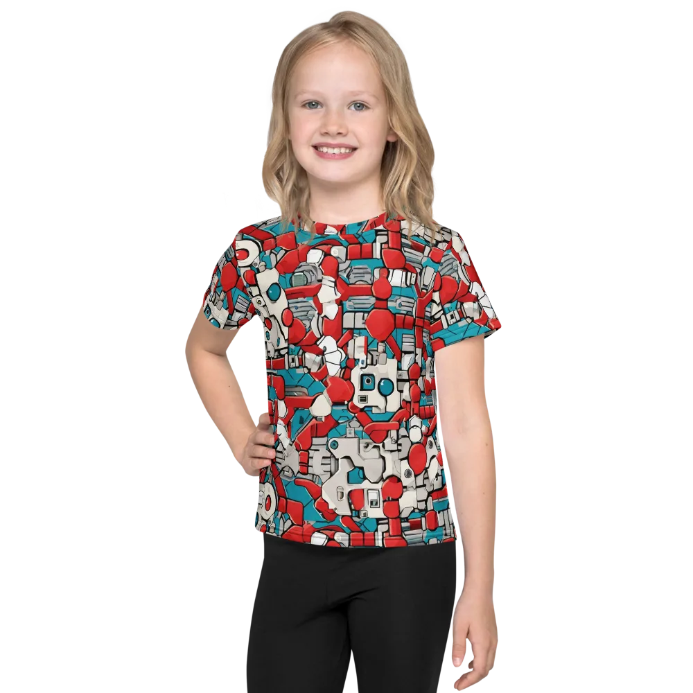 Red Circuitry on Kids Crew Neck T-Shirt — Front