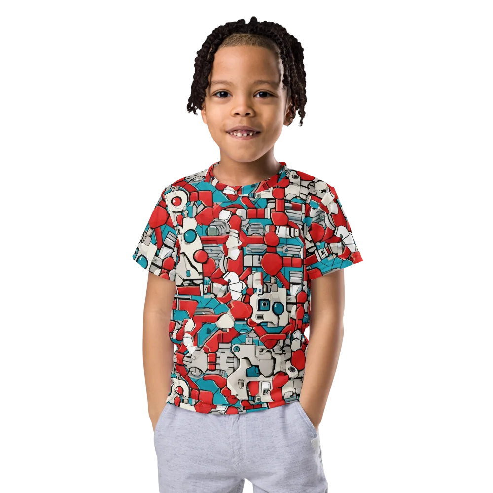 Red Circuitry on Kids Crew Neck T-Shirt — Front