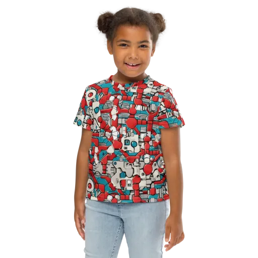 Red Circuitry on a Kids Crew Neck T-Shirt