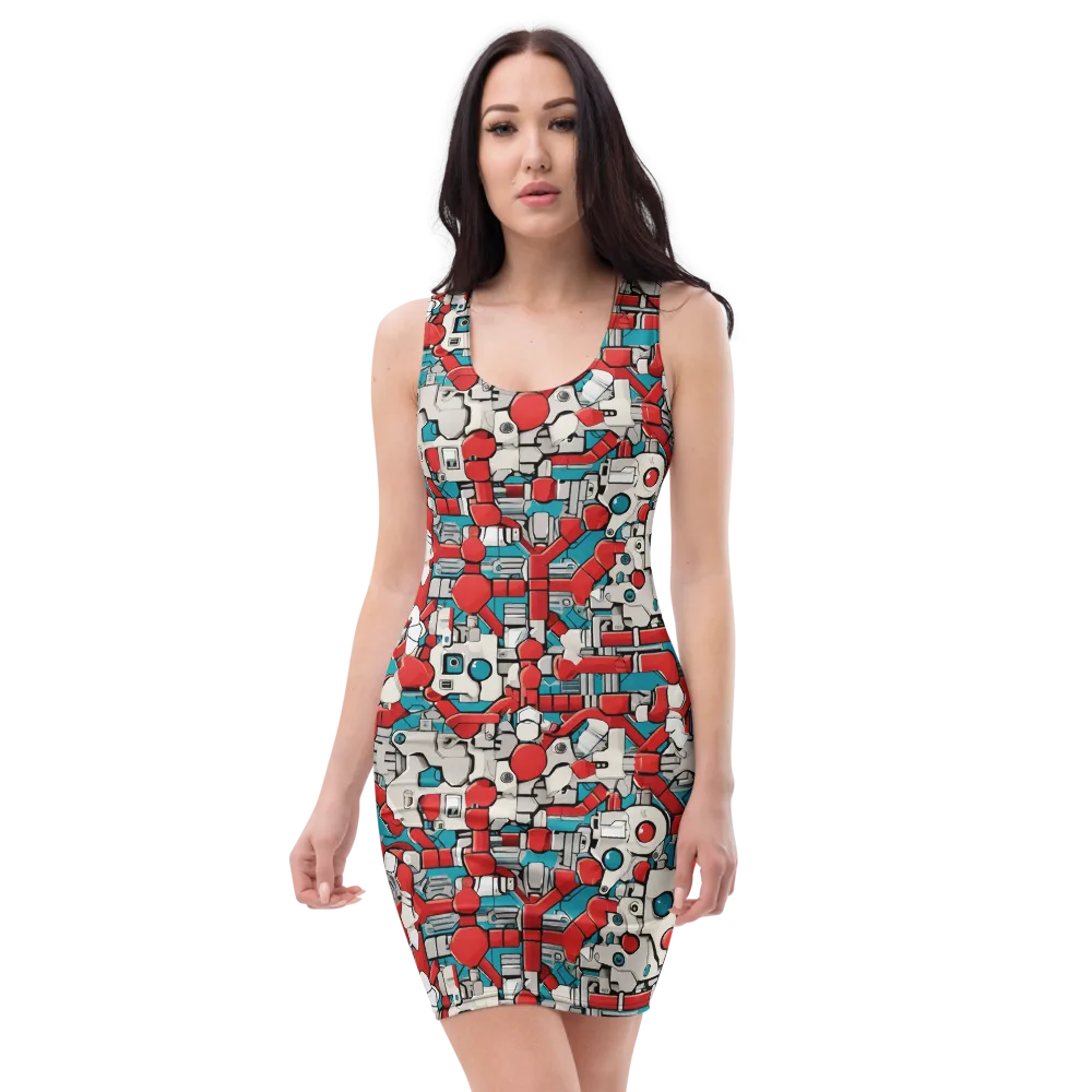 Red Circuitry on Bodycon Dress — Front