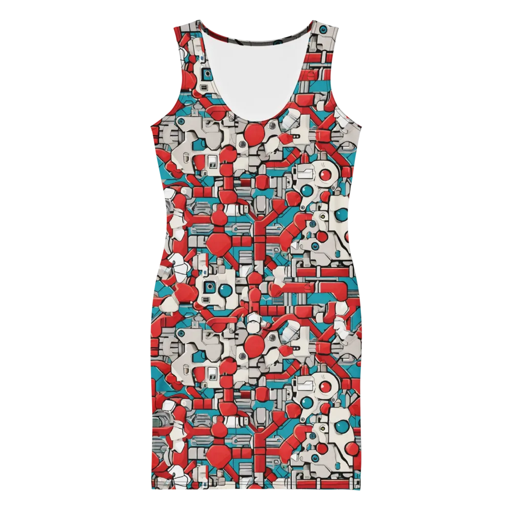 Red Circuitry on Bodycon Dress — Front