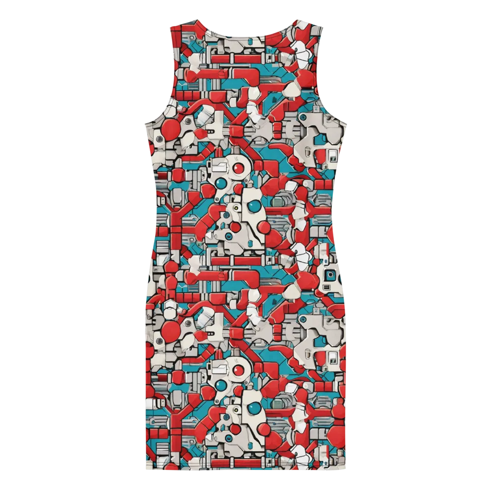 Red Circuitry on Bodycon Dress — Back