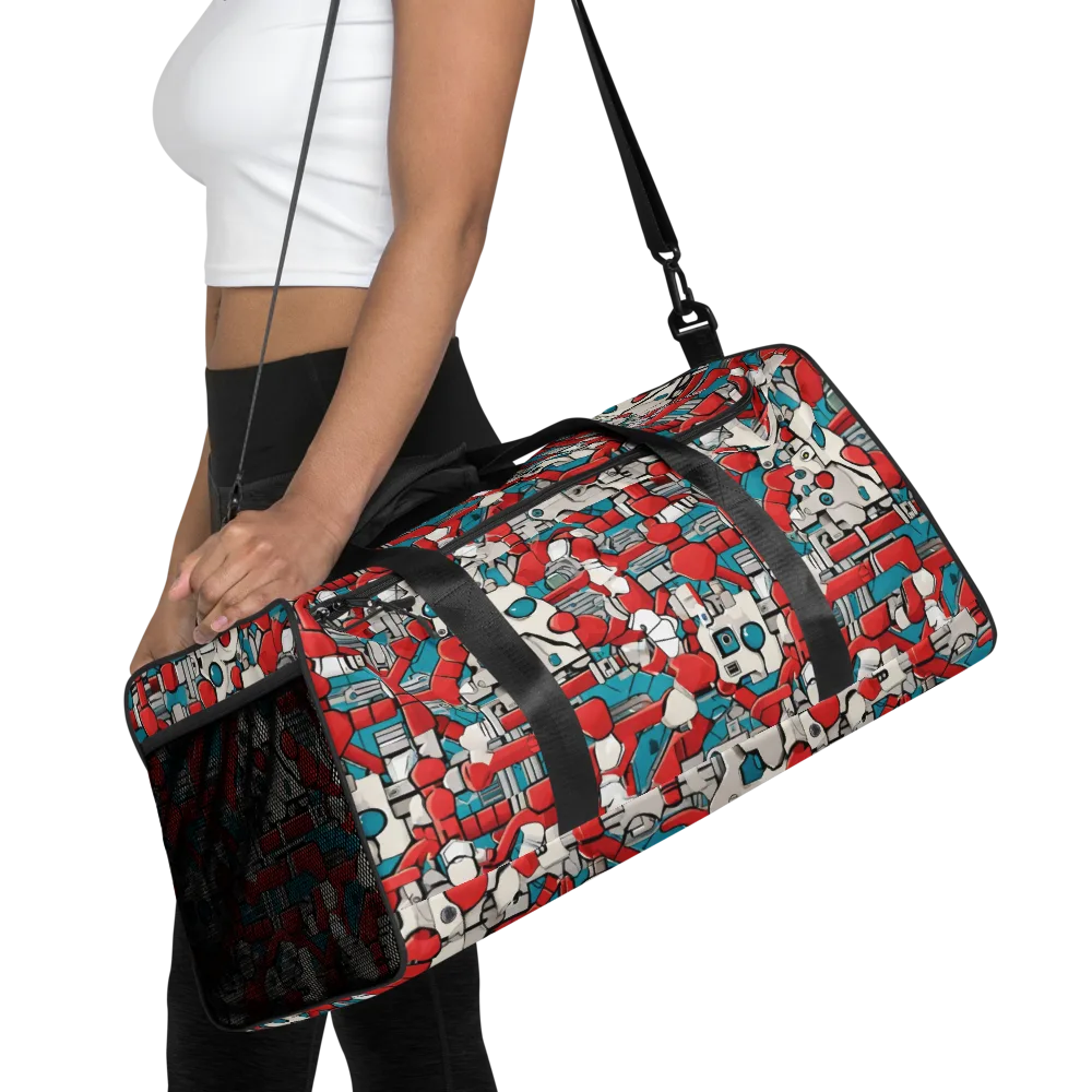 Red Circuitry on Duffle Bag — Front