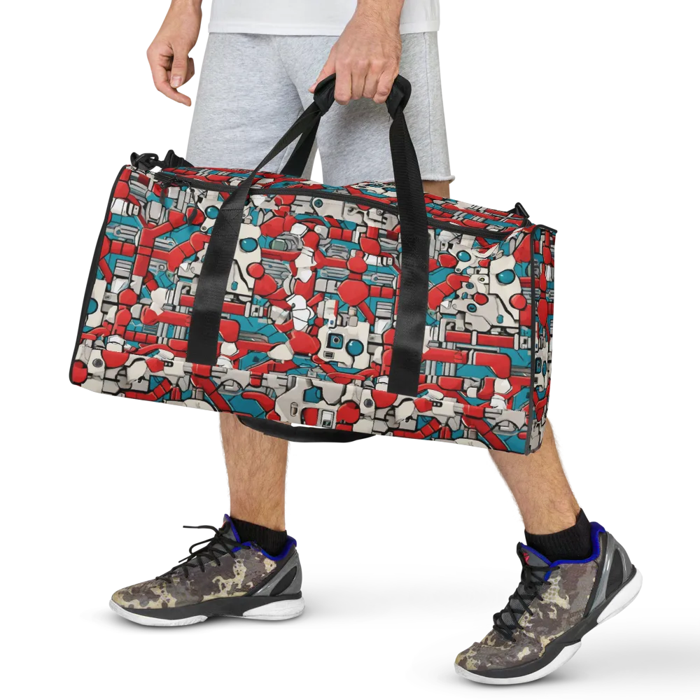 Red Circuitry on Duffle Bag — Front