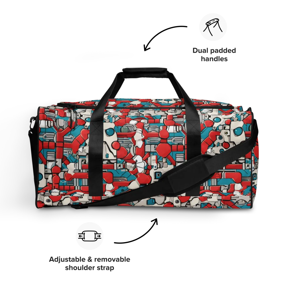 Red Circuitry on Duffle Bag — Front
