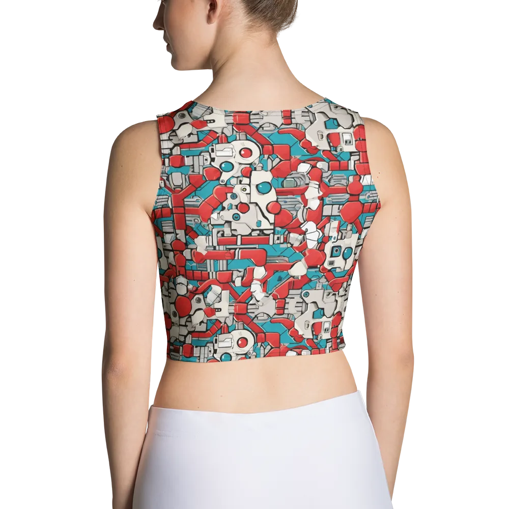 Red Circuitry on Crop Top — Back