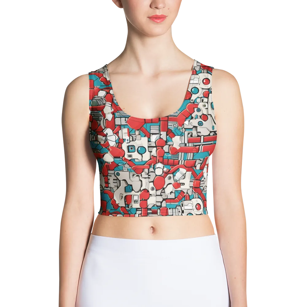Red Circuitry on Crop Top — Front