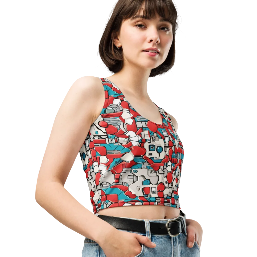 Red Circuitry on Crop Top — Right Front