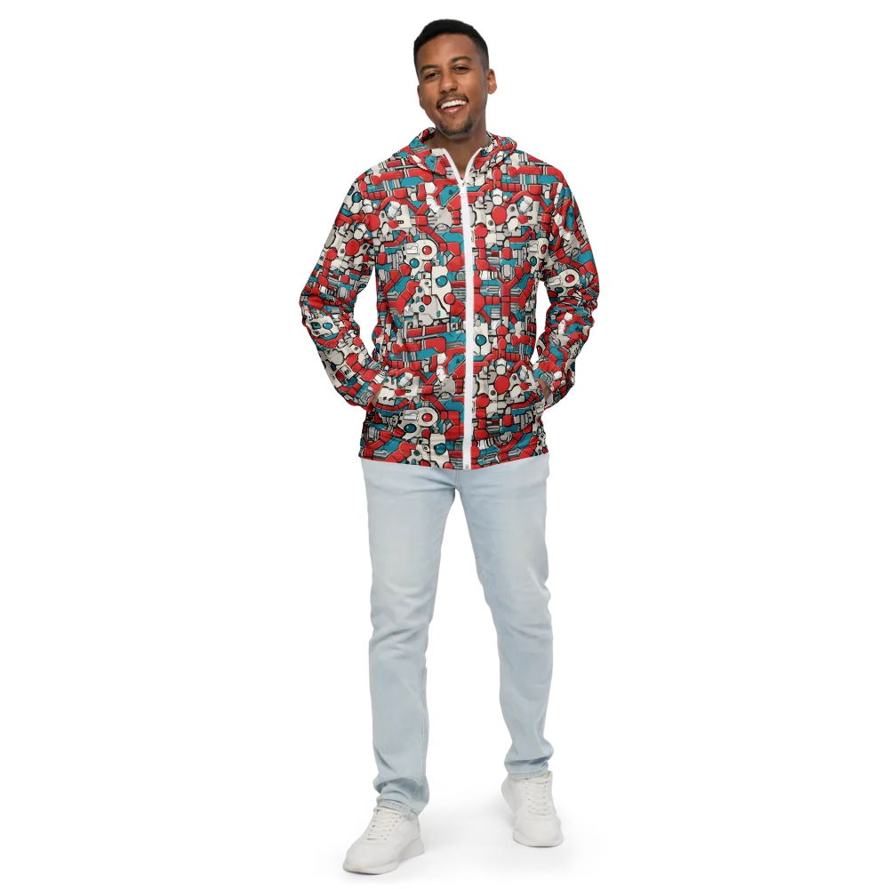 Red Circuitry on Men's Windbreaker — Front