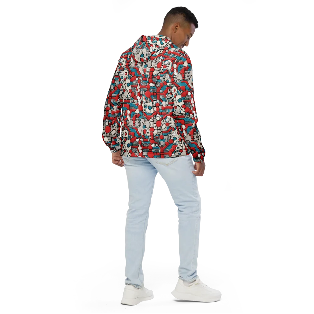 Red Circuitry on Men's Windbreaker — Back