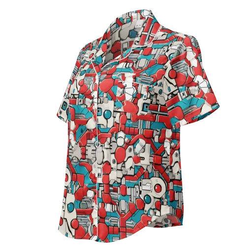 Red Circuitry on a Women's Short Sleeve Pajama Top