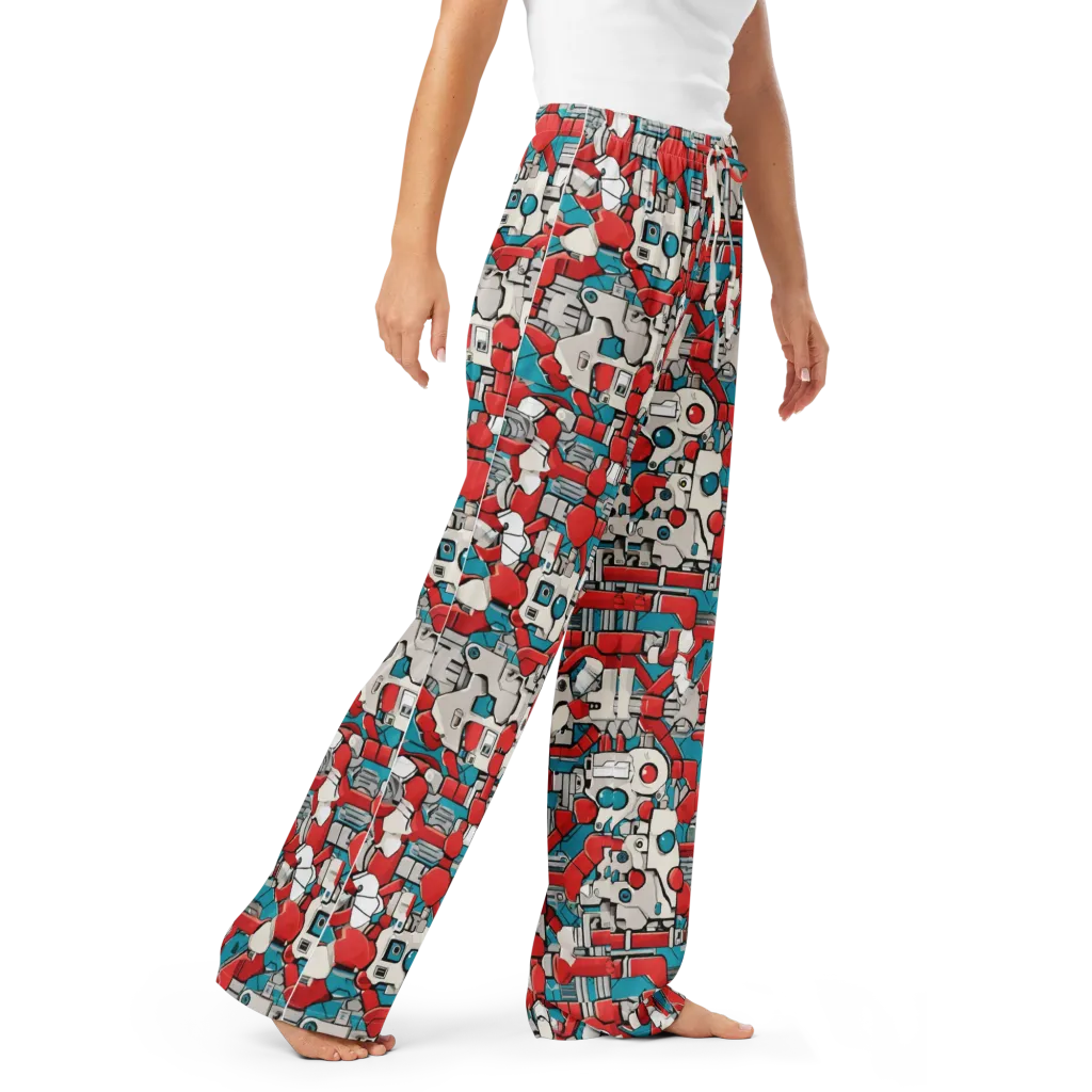 Red Circuitry on Women's Pajama Pants — Right Front