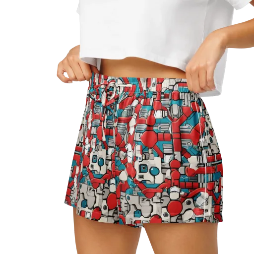 Red Circuitry on a Women's Pajama Shorts