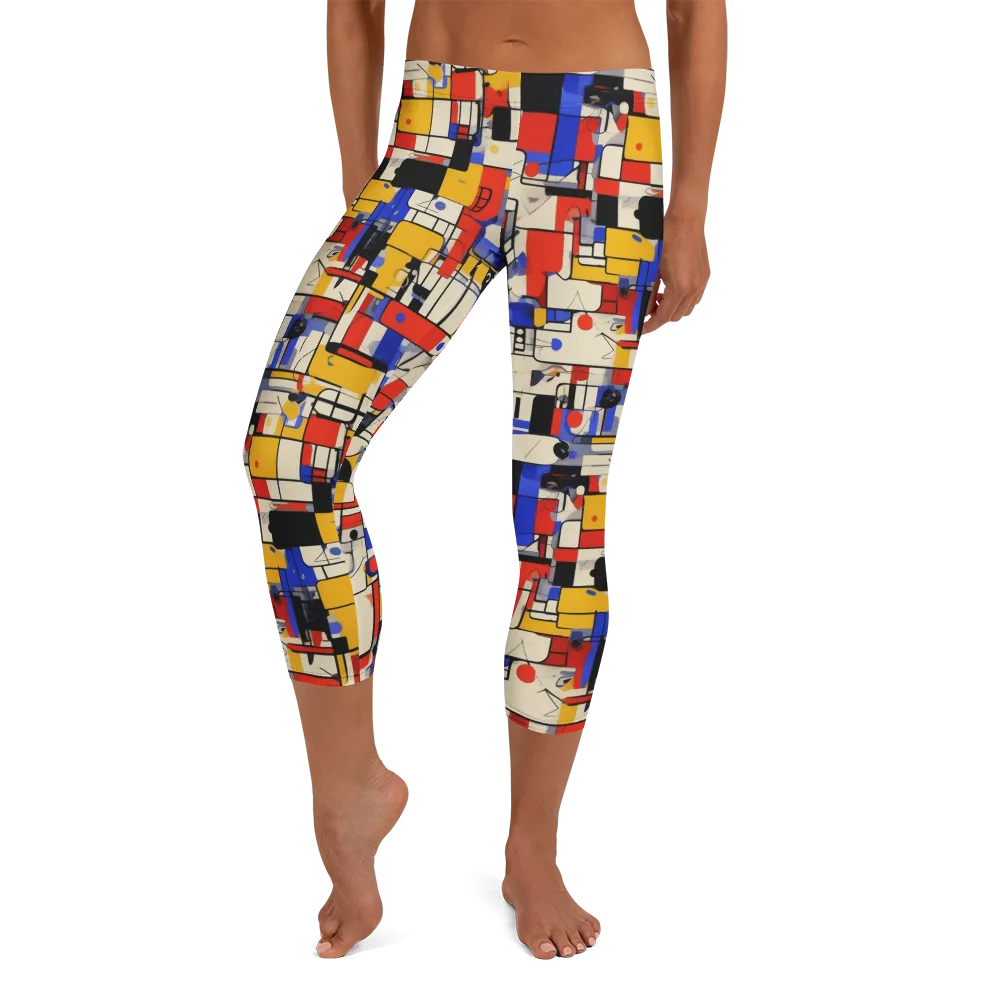 Cobalt Bauhaus on Capri Leggings — Front