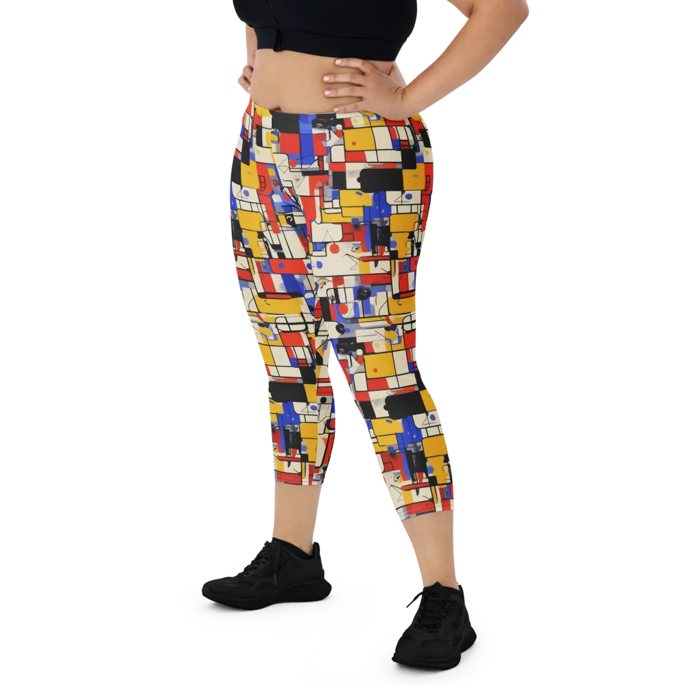 Cobalt Bauhaus on Capri Leggings — Front