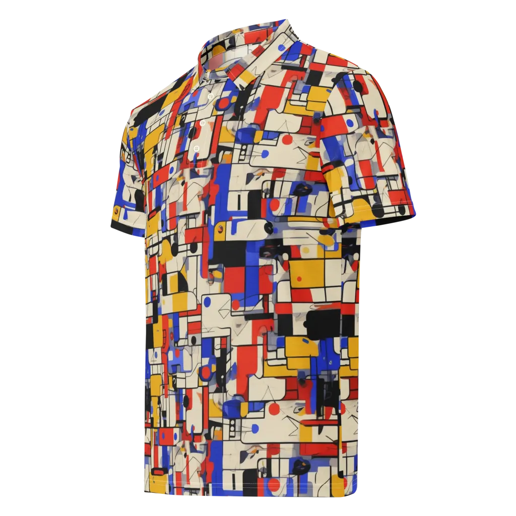 Cobalt Bauhaus on Men's Slim Fit Polo Shirt — Left Front