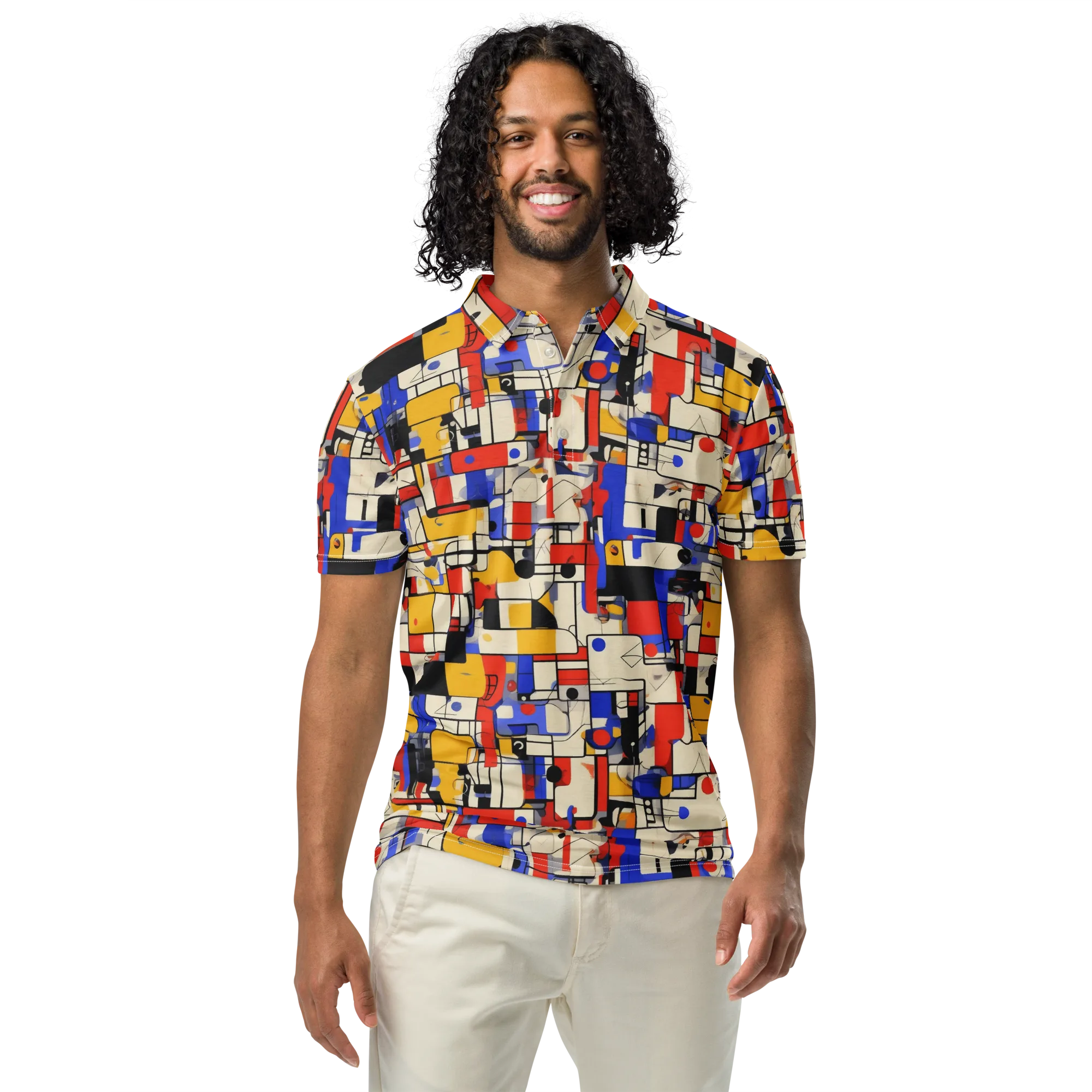 Cobalt Bauhaus on Men's Slim Fit Polo Shirt — Front