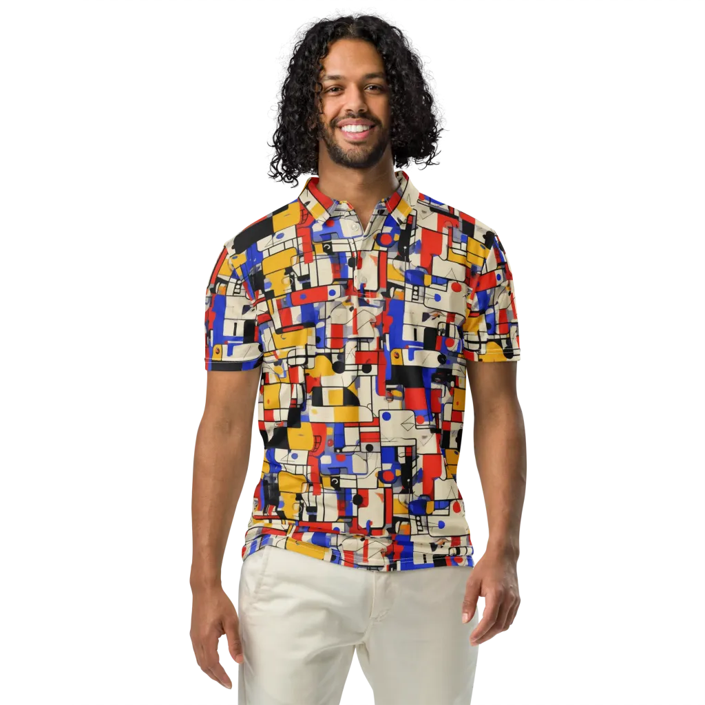 Cobalt Bauhaus on Men's Slim Fit Polo Shirt — Front