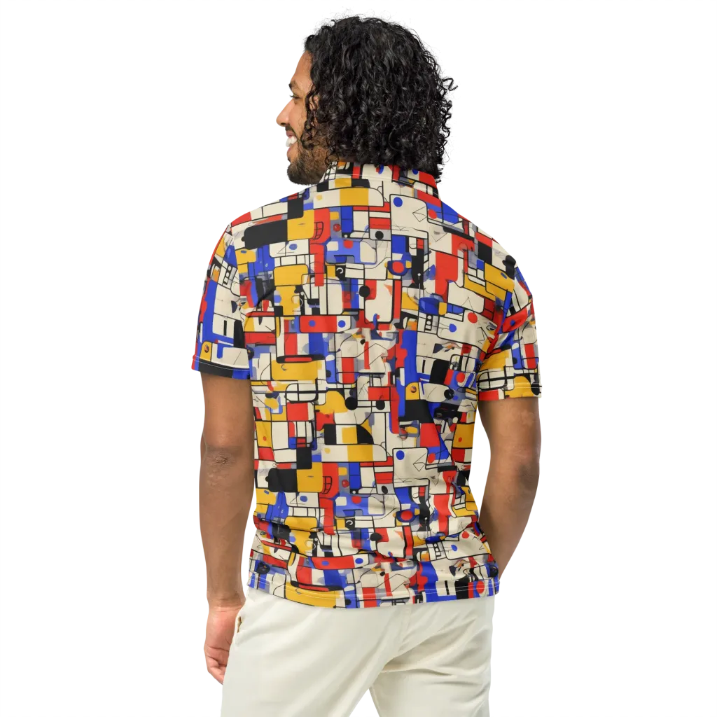Cobalt Bauhaus on Men's Slim Fit Polo Shirt — Back