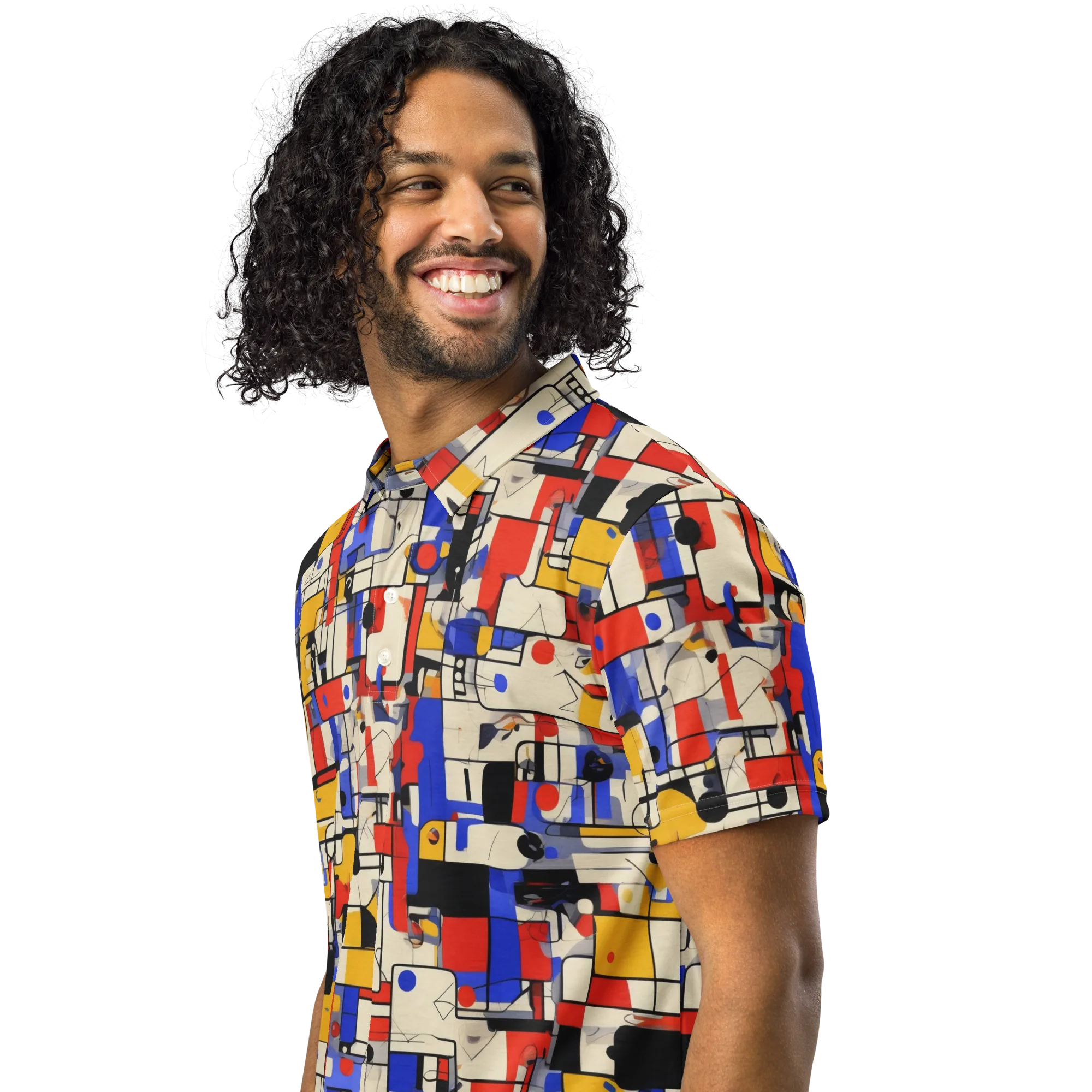 Cobalt Bauhaus on Men's Slim Fit Polo Shirt — Left Front