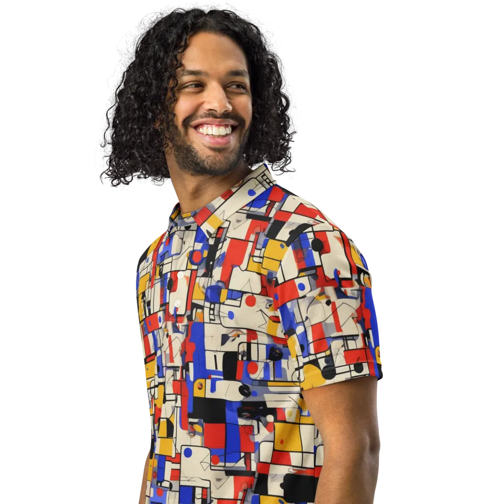 Cobalt Bauhaus on Men's Slim Fit Polo Shirt — Left Front