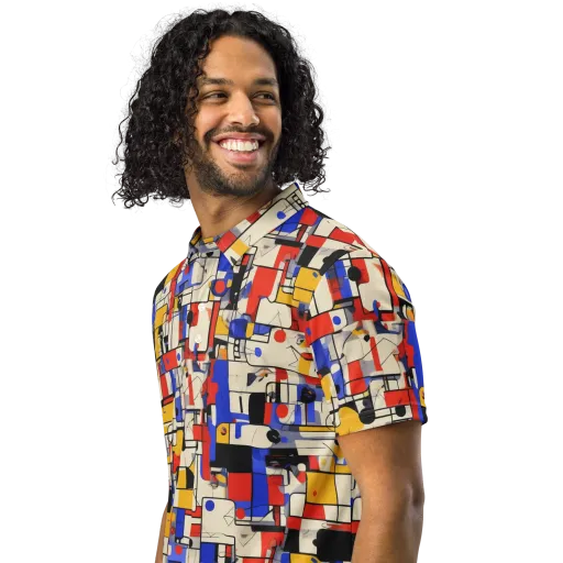 Cobalt Bauhaus on a Men's Slim Fit Polo Shirt