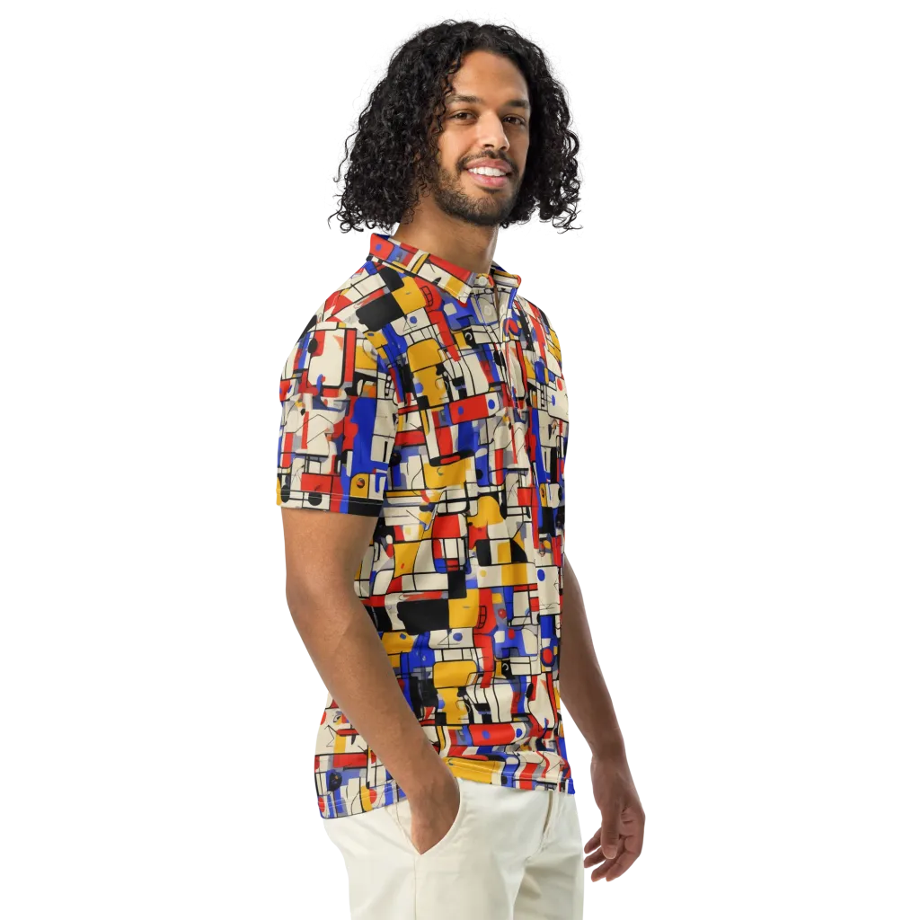 Cobalt Bauhaus on Men's Slim Fit Polo Shirt — Right Front