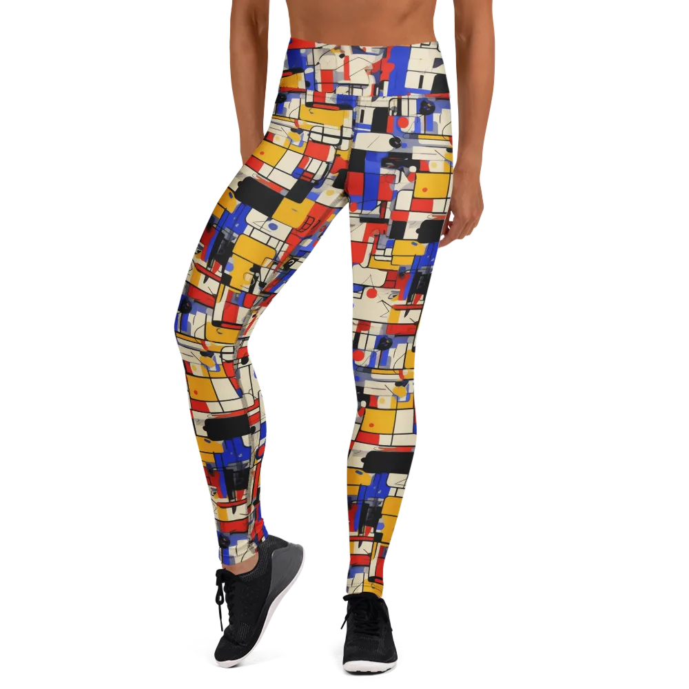 Cobalt Bauhaus on Yoga Leggings — Front