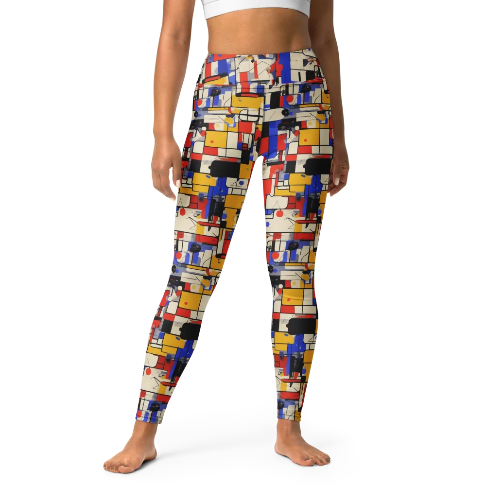 Cobalt Bauhaus on Yoga Leggings — Front