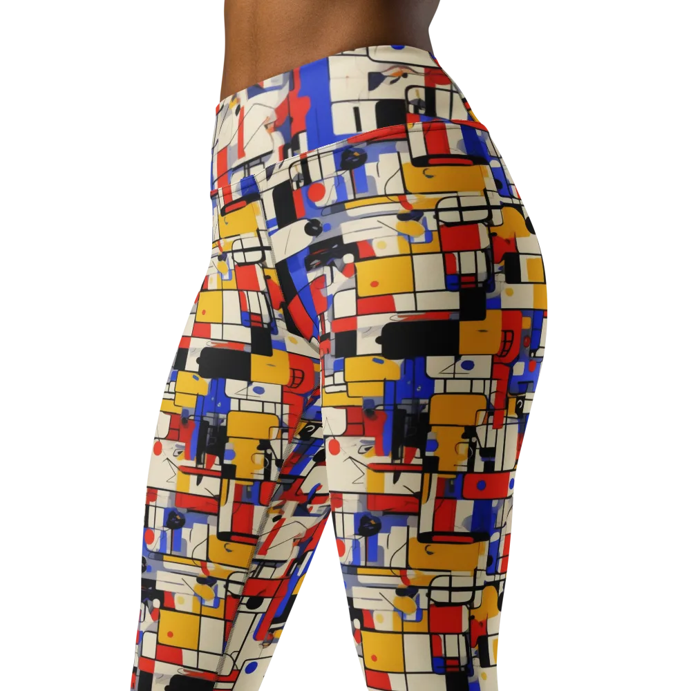 Cobalt Bauhaus on Yoga Leggings — Left Front