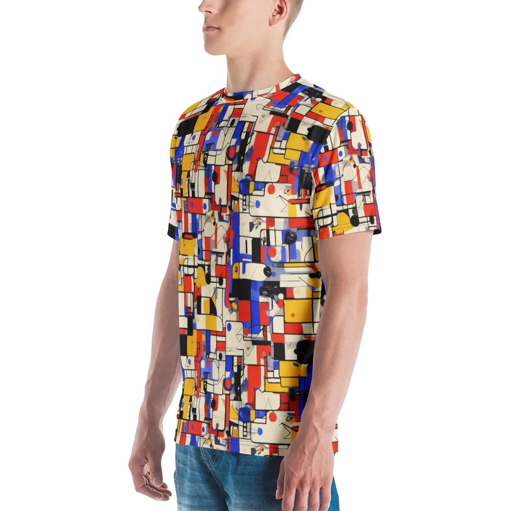Cobalt Bauhaus on Men's Crew Neck T-Shirt — Left
