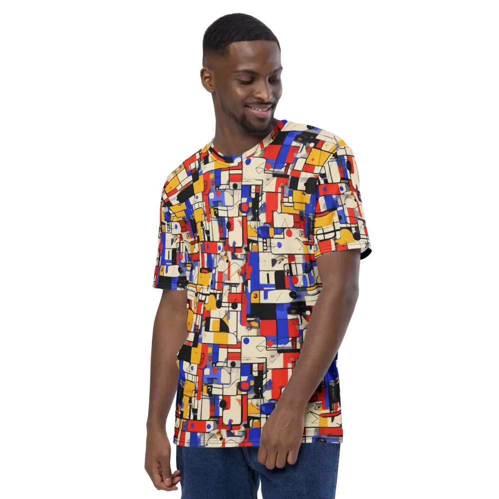Cobalt Bauhaus on Men's Crew Neck T-Shirt — Left