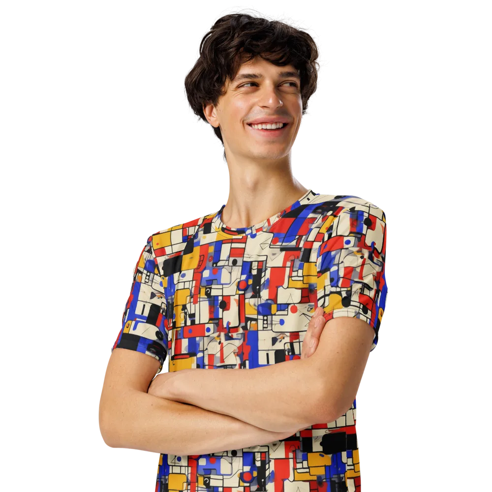 Cobalt Bauhaus on Men's Crew Neck T-Shirt — Left Front