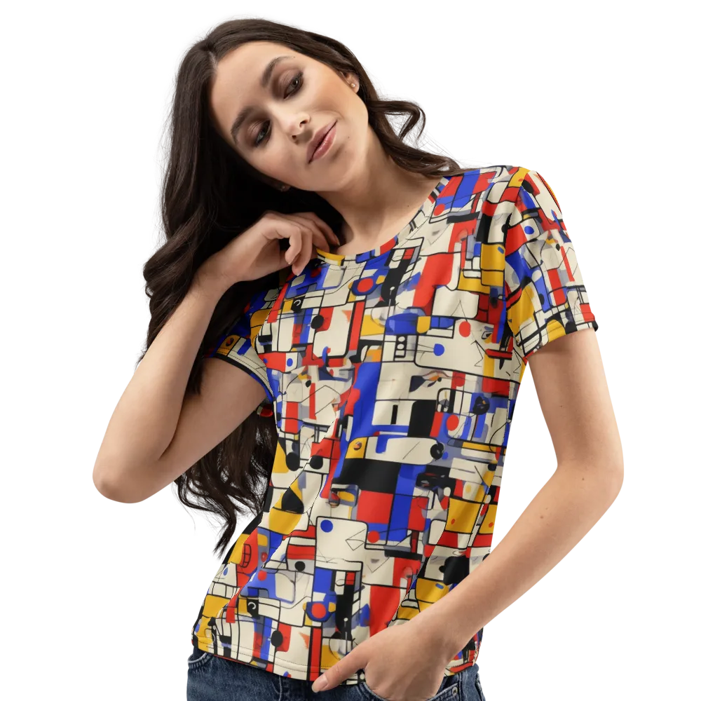 Cobalt Bauhaus on Women's Crew Neck T-Shirt — Left Front