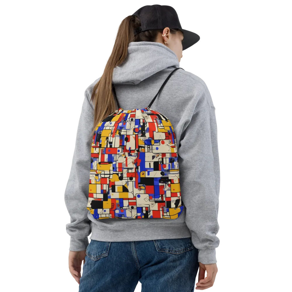 Cobalt Bauhaus on Drawstring Bag — Front