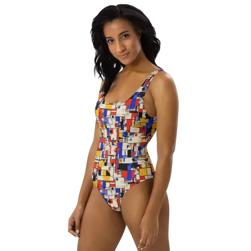 Cobalt Bauhaus on a One-Piece Swimsuit